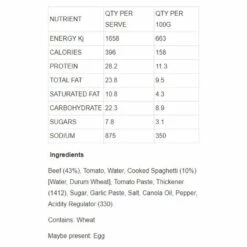 Spaghetti Bolognese 250g -Snowys Sales 1200325 spaghetti bolognese 250g
