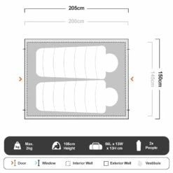 OZtrail Tasman 2P Dome Tent -Snowys Sales 1202441