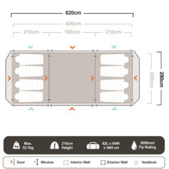 Brampton 3 Room Dome Tent -Snowys Sales 1224460