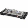 Travelmate II Twin Stove With Hotplate Black -Snowys Sales 1247877 travelmate ii twin stove with hotplate black